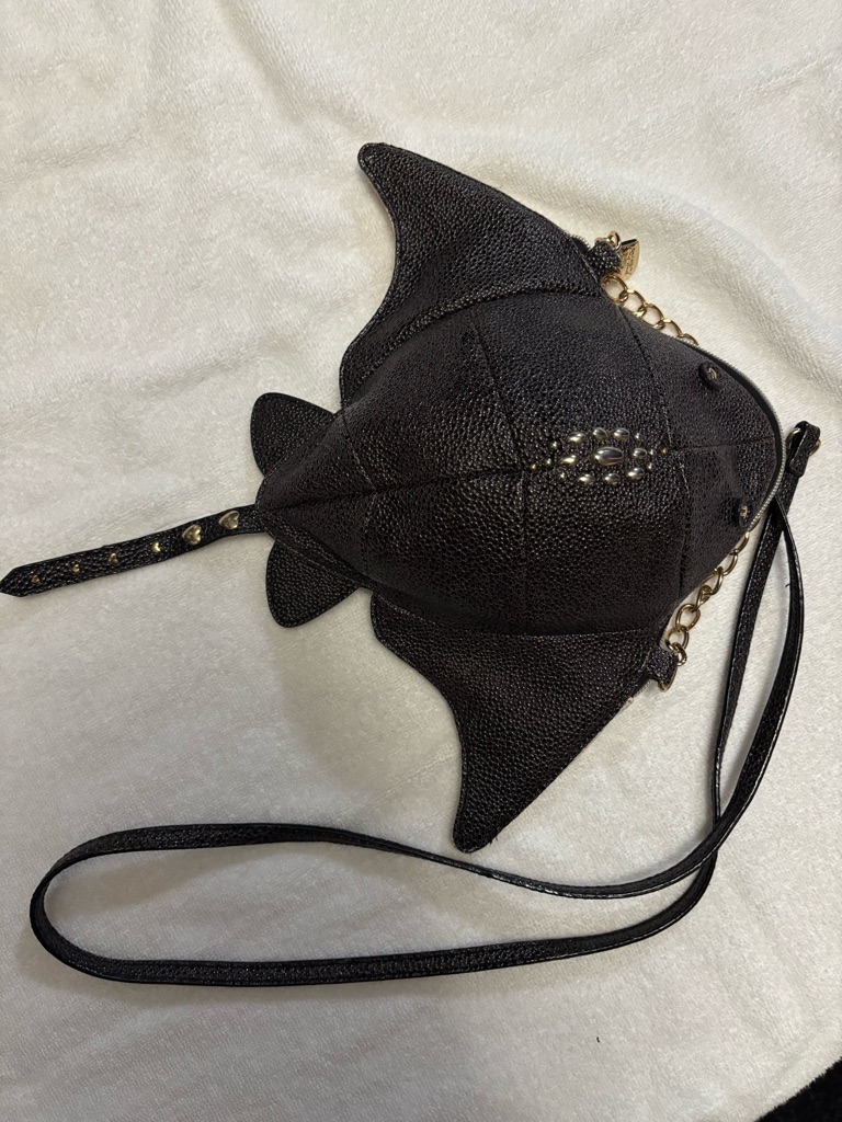 Betsey Johnson Black Stingray-Shape Crossbody Bag With Stud Accents